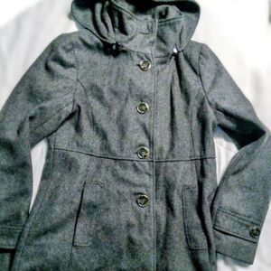 Kenneth Cole Reaction Women's Hooded Gray Wool Coat